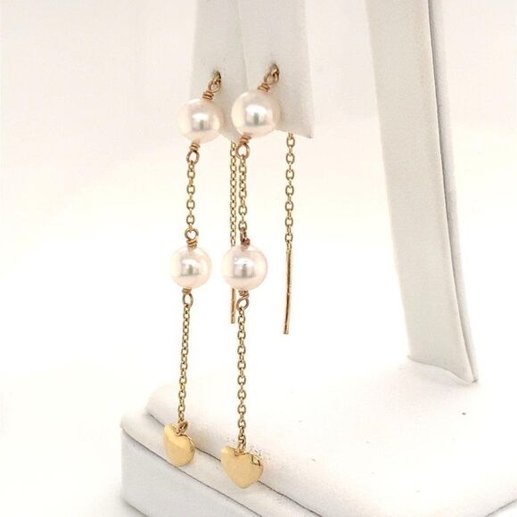 Akoya Pearl Earrings 14 KT Gold Certified $890 013428 - Picture 7 of 12